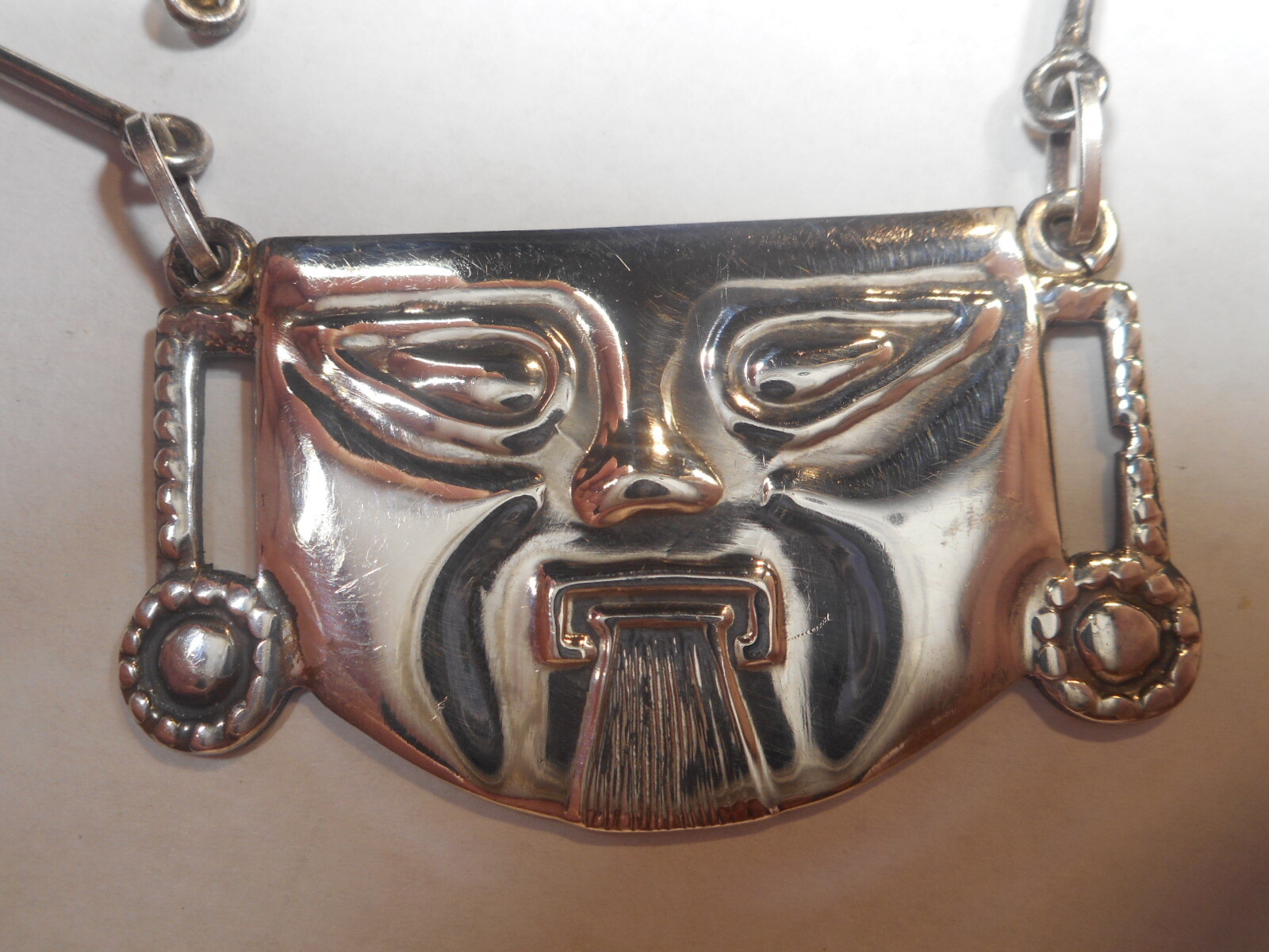 Face of Man Sticking His Tongue Unusual NECKLACE Signed ANDES Vintage Sterling