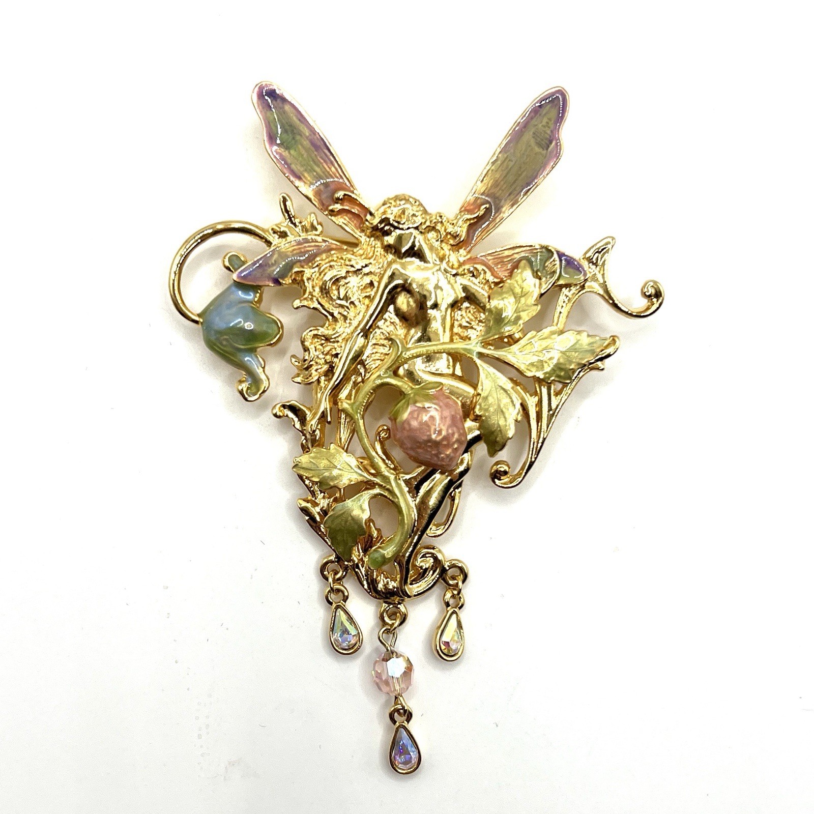 Kirks Folly – Glitter Fairy Queen – Large Strawberry Fairy Brooch / Pendant