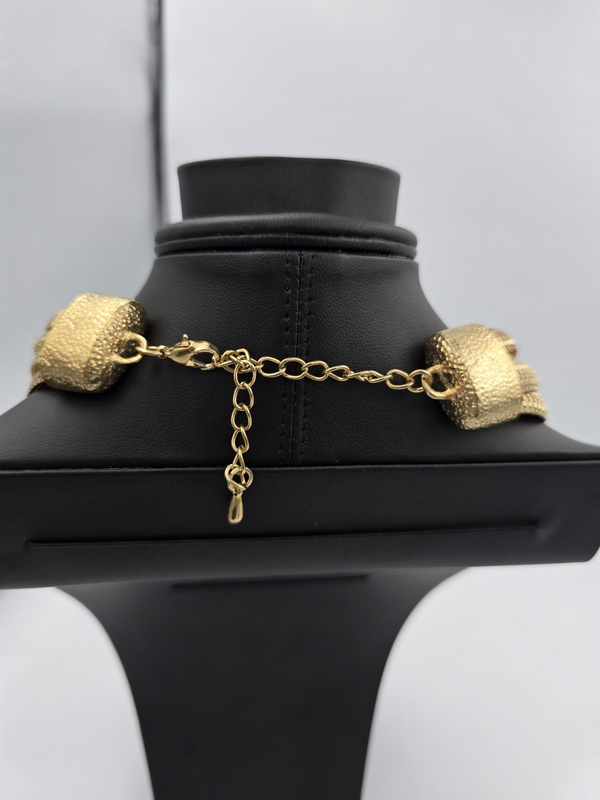 Vintage Multi-Strand Gold Tone Box Link Snake Chain Statement Necklace