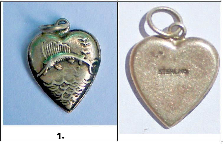 Vintage 1940s Sterling Silver Puffy Heart Charms WWII Sweetheart CHOOSE ONE