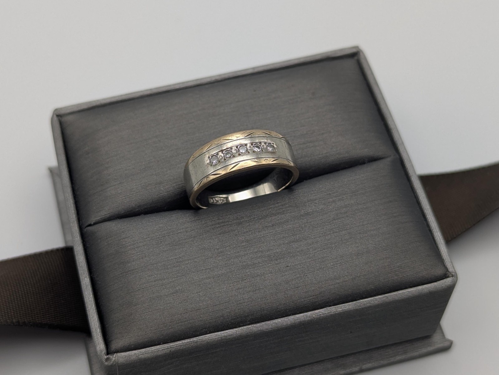 14k Multi Gold Diamond Wedding 6.4 mm Band White Gold Anniversary Ring