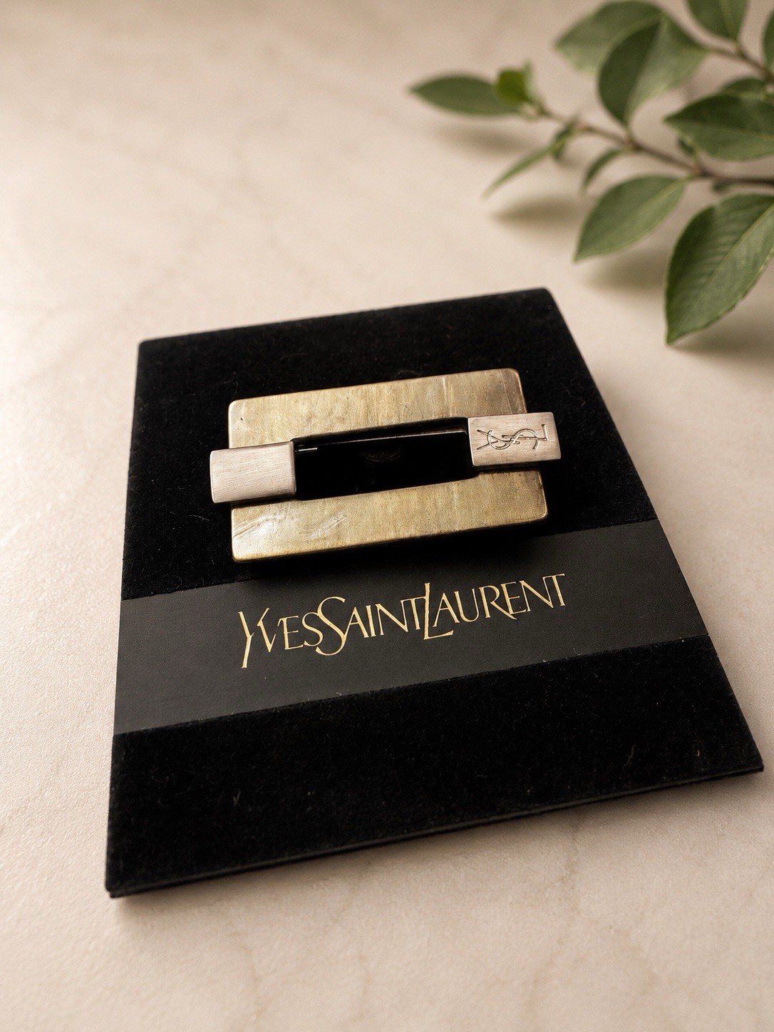 Vintage Yves Saint Laurent YSL Geometric Modernist Brooch Pin NOS w/ Tags