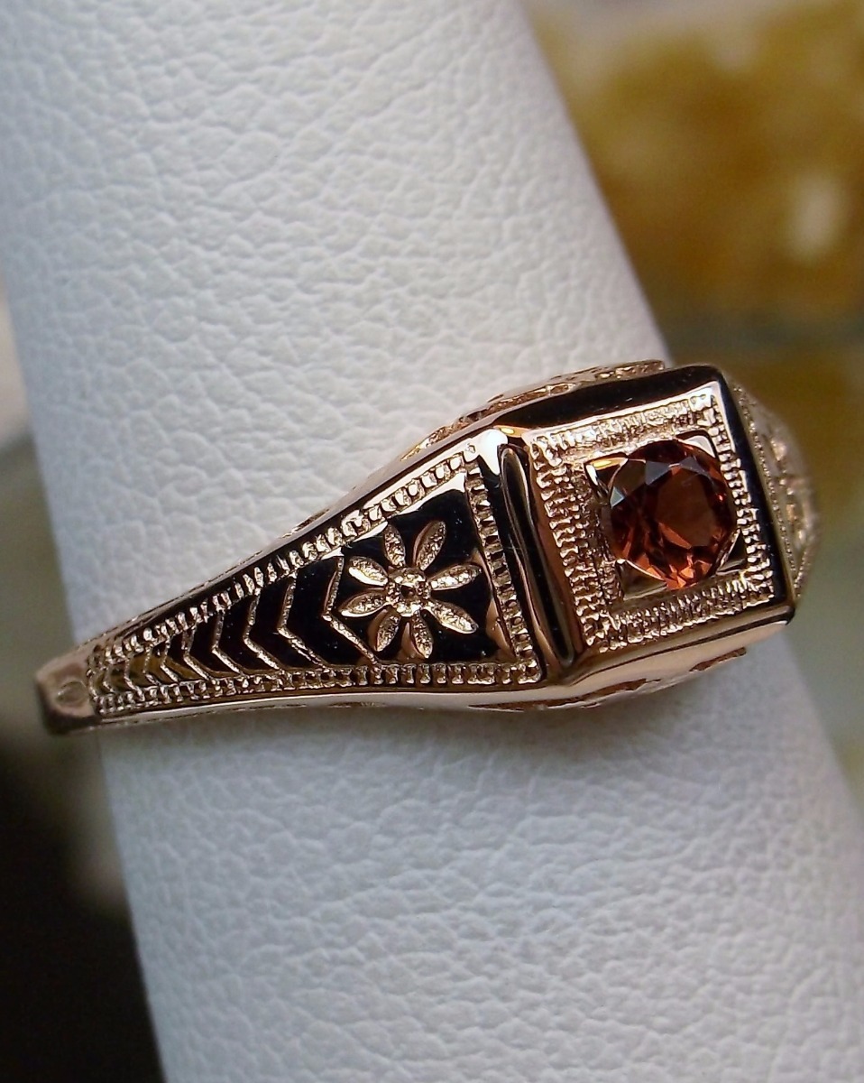 NATURAL Garnet Ring, Wedding Art Deco Revival Jewelry, US SELLER-Giftwrap