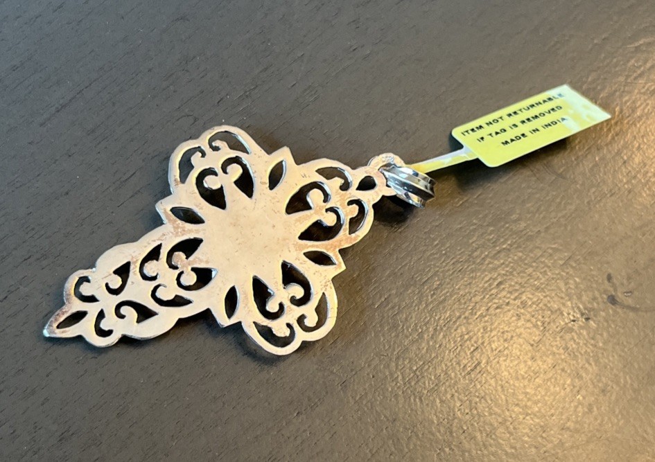 Sterling Silver Cameo cross pendant