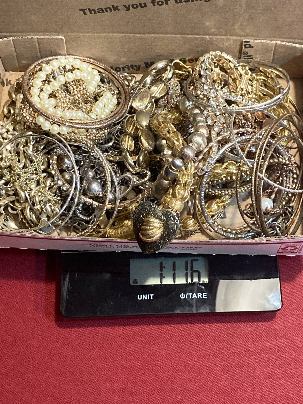 1 lb 11 oz Mixed Gold Tone & Silver Tone Jewelry Lot – Treasure Hunt! Untested