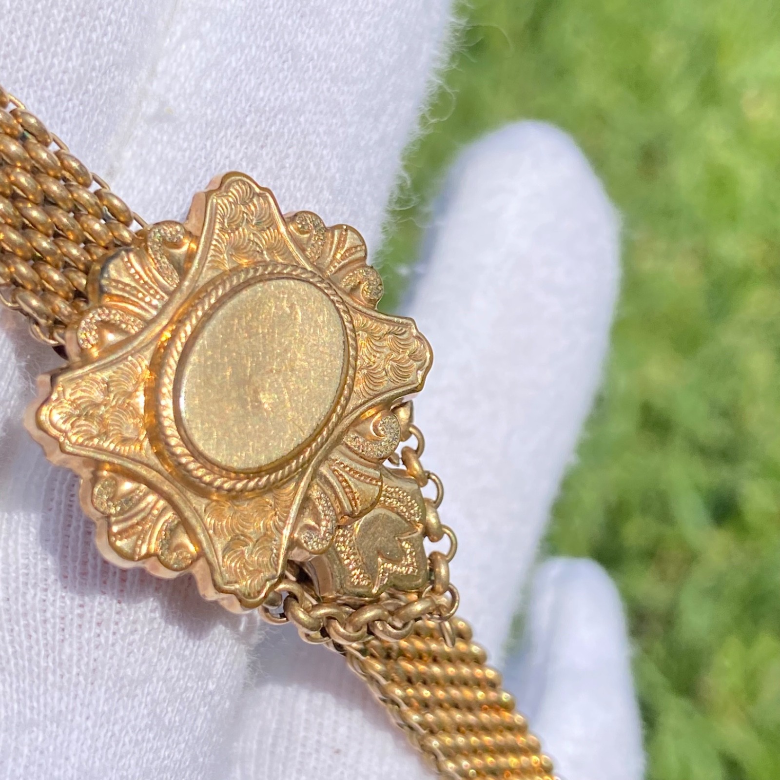 Antique Gold Filled or Rolled Gold Victorian Mesh Slide Wedding Bracelet