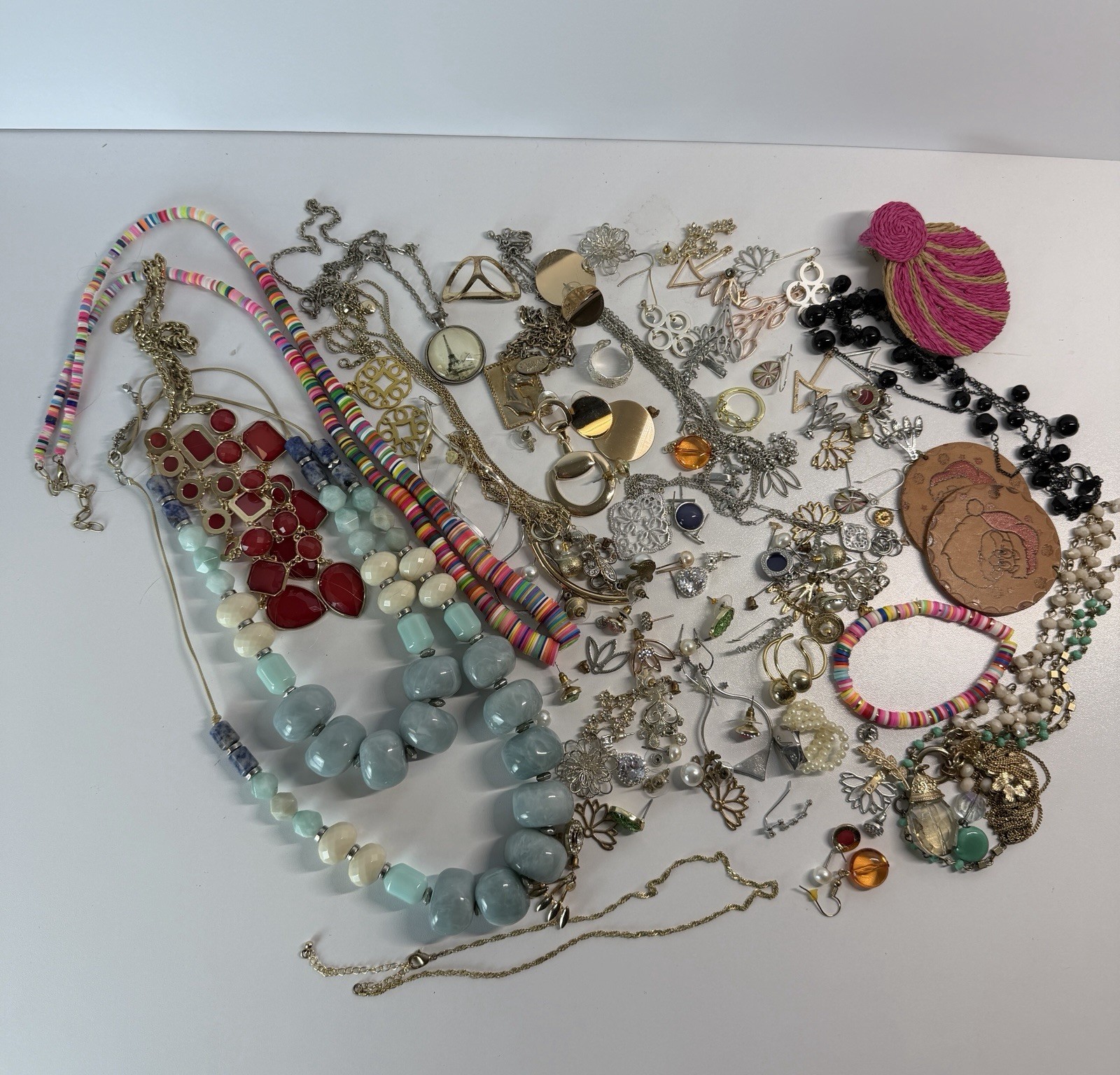 Mixed Wearable Jewelry Lot Modern Necklace Earrings & Rings 1.3 lb