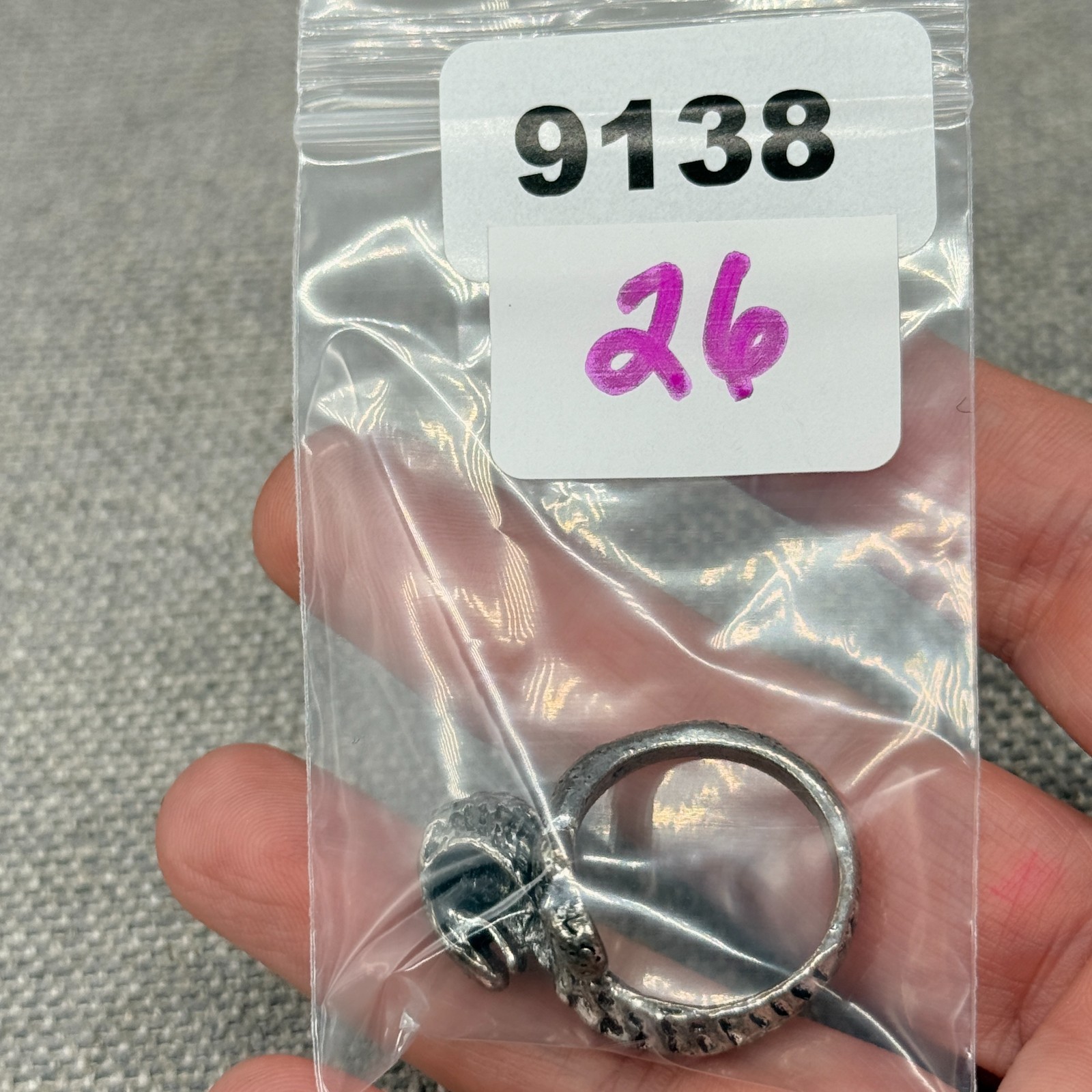 Vintage Cobra Snake Ring Silver Tone Size 9