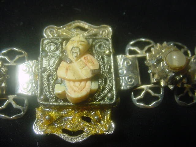 Jinn wishing genie blue Tara good luck talisman lucky charm bracelet Asian c1960