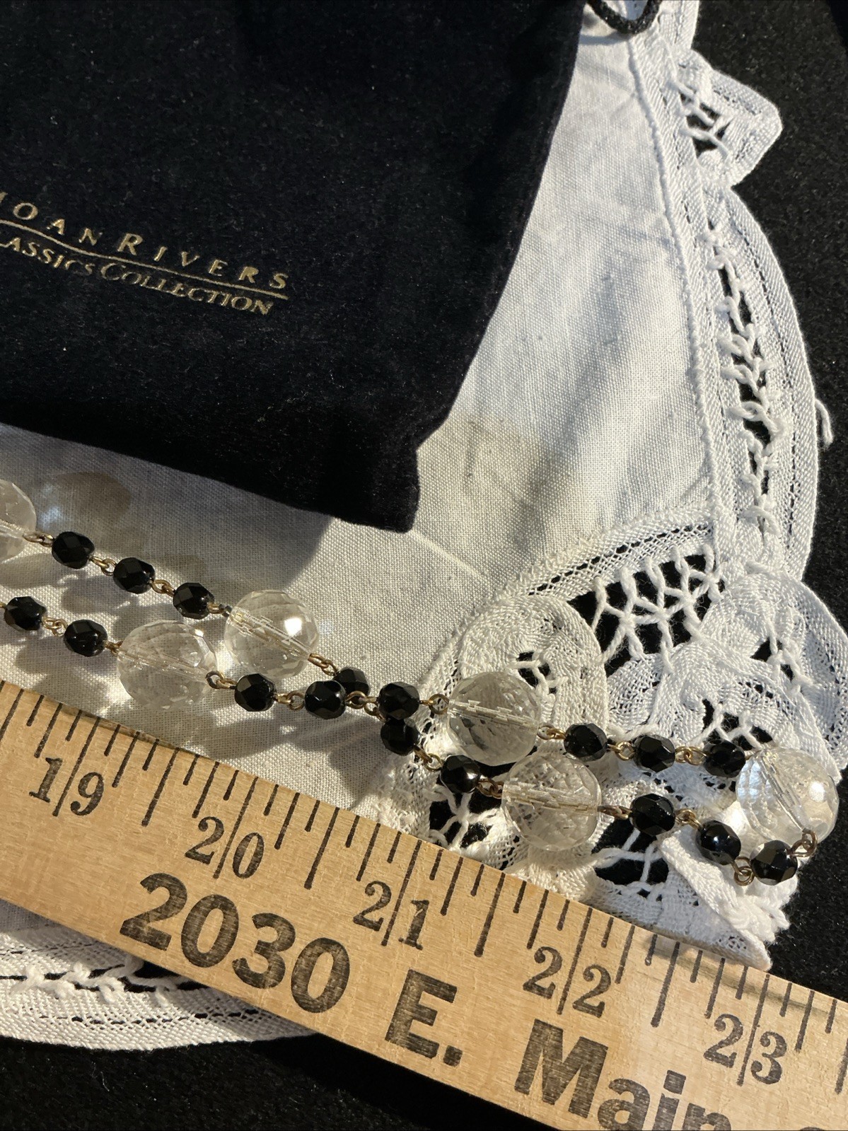 Joan Rivers Czech Republic Black & Clear Faceted Beaded Necklace Gold Tone