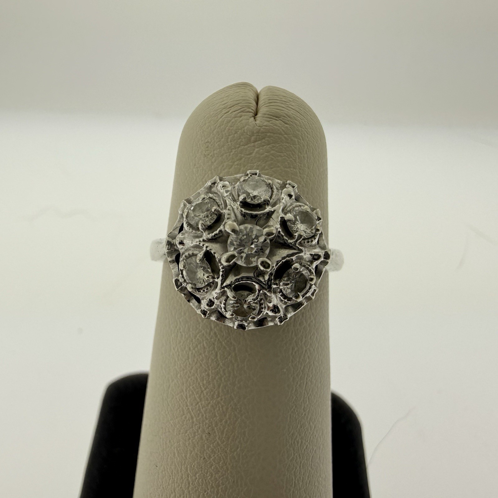 VINTAGE Estate 14k White Gold NATURAL Diamond 0.40CTTW Ring–Size 6