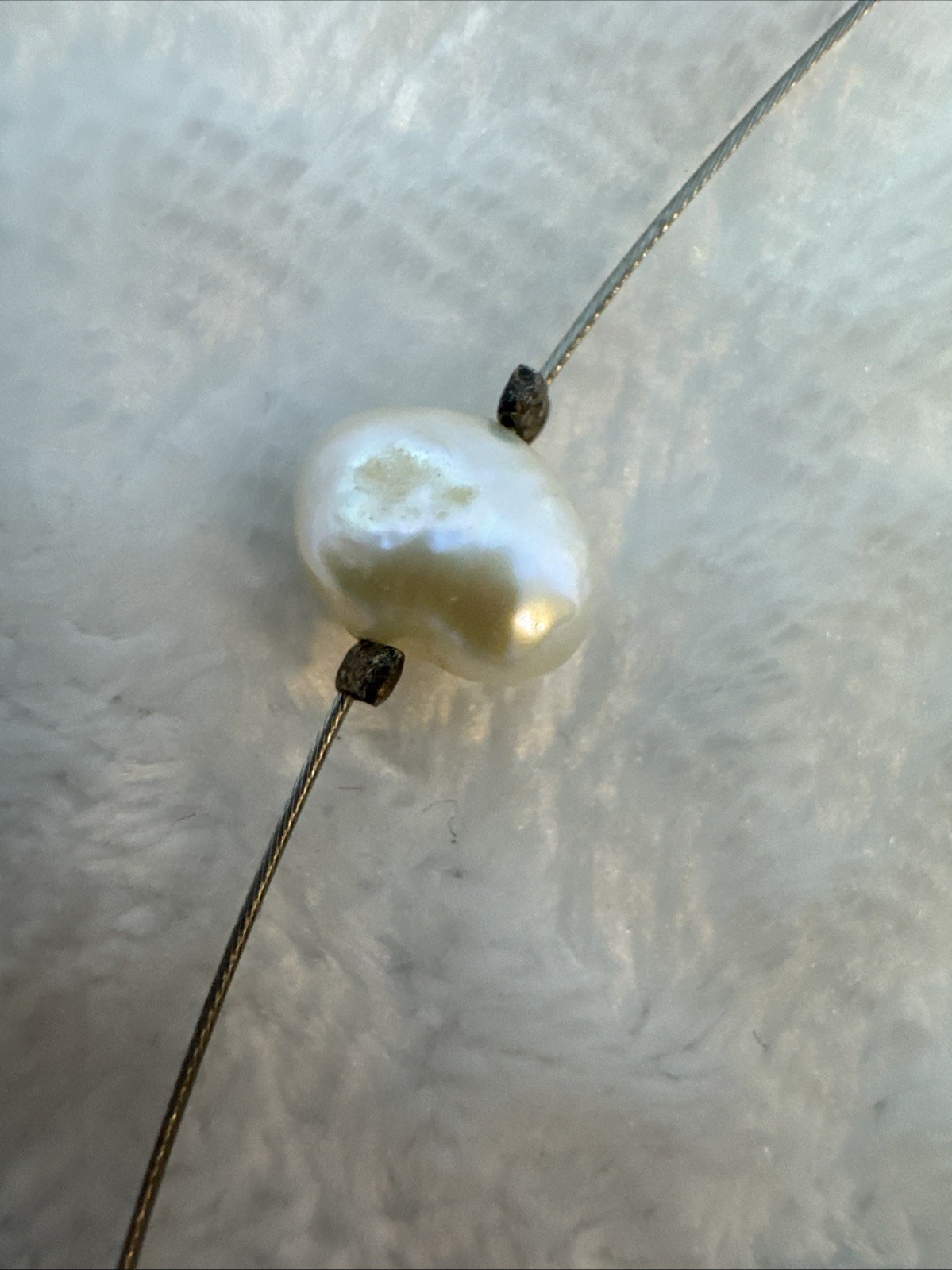 STUNNING demure Sterling Silver 925 baroque genuine pearl chain Necklace y2k 90s