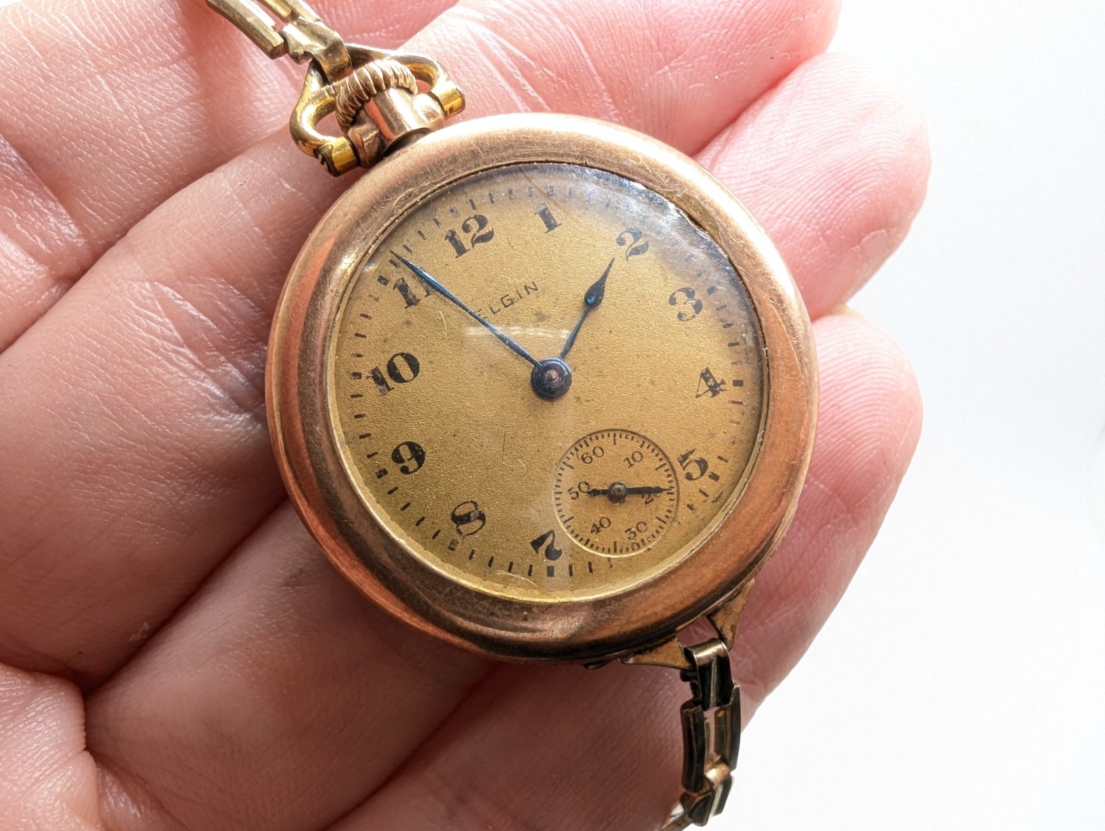 Antique 1920’s Elgin Transition Pocket Watch 12k GF Art Deco WORKS