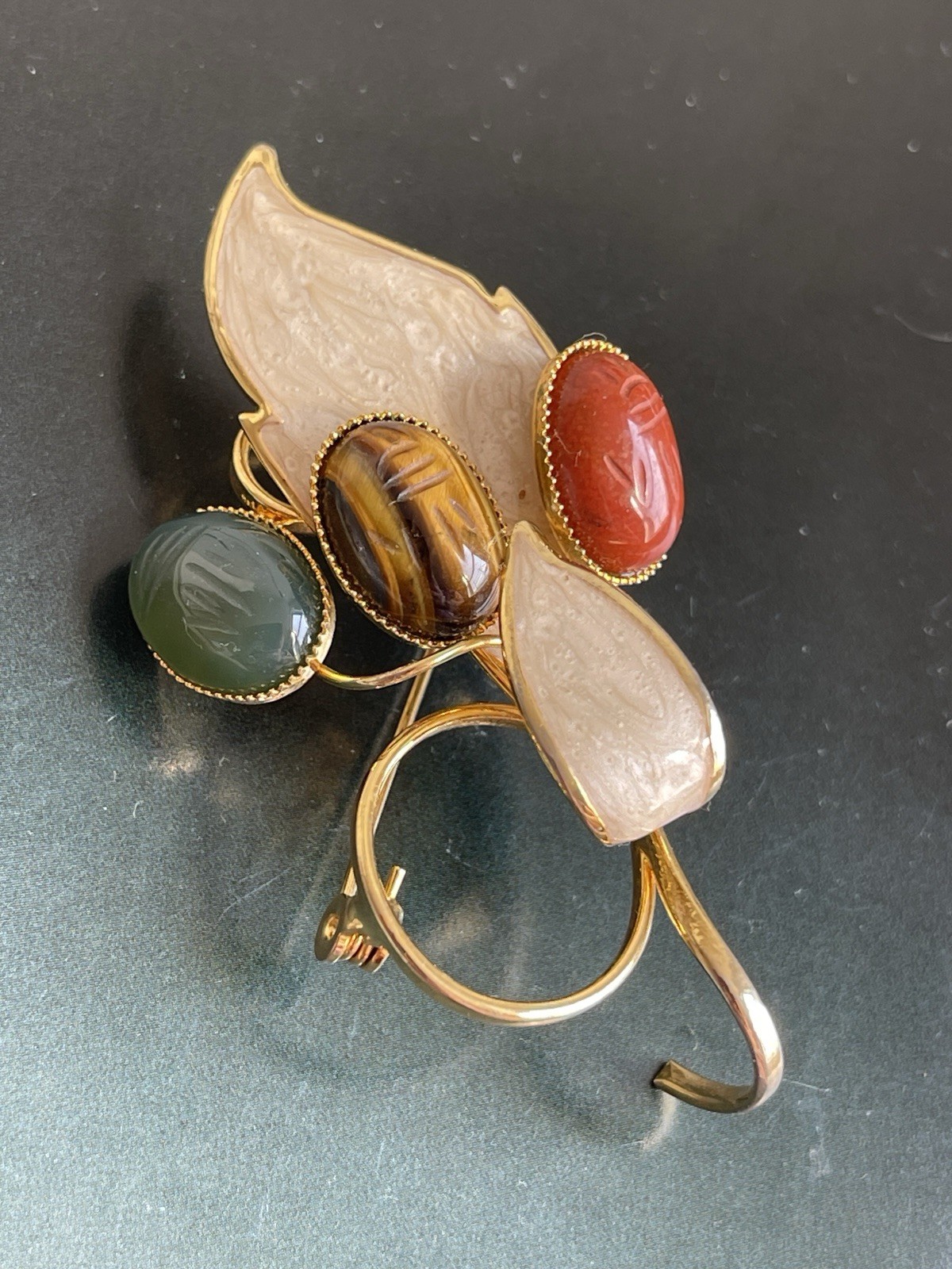 Vintage Scarab Leaf Brooch