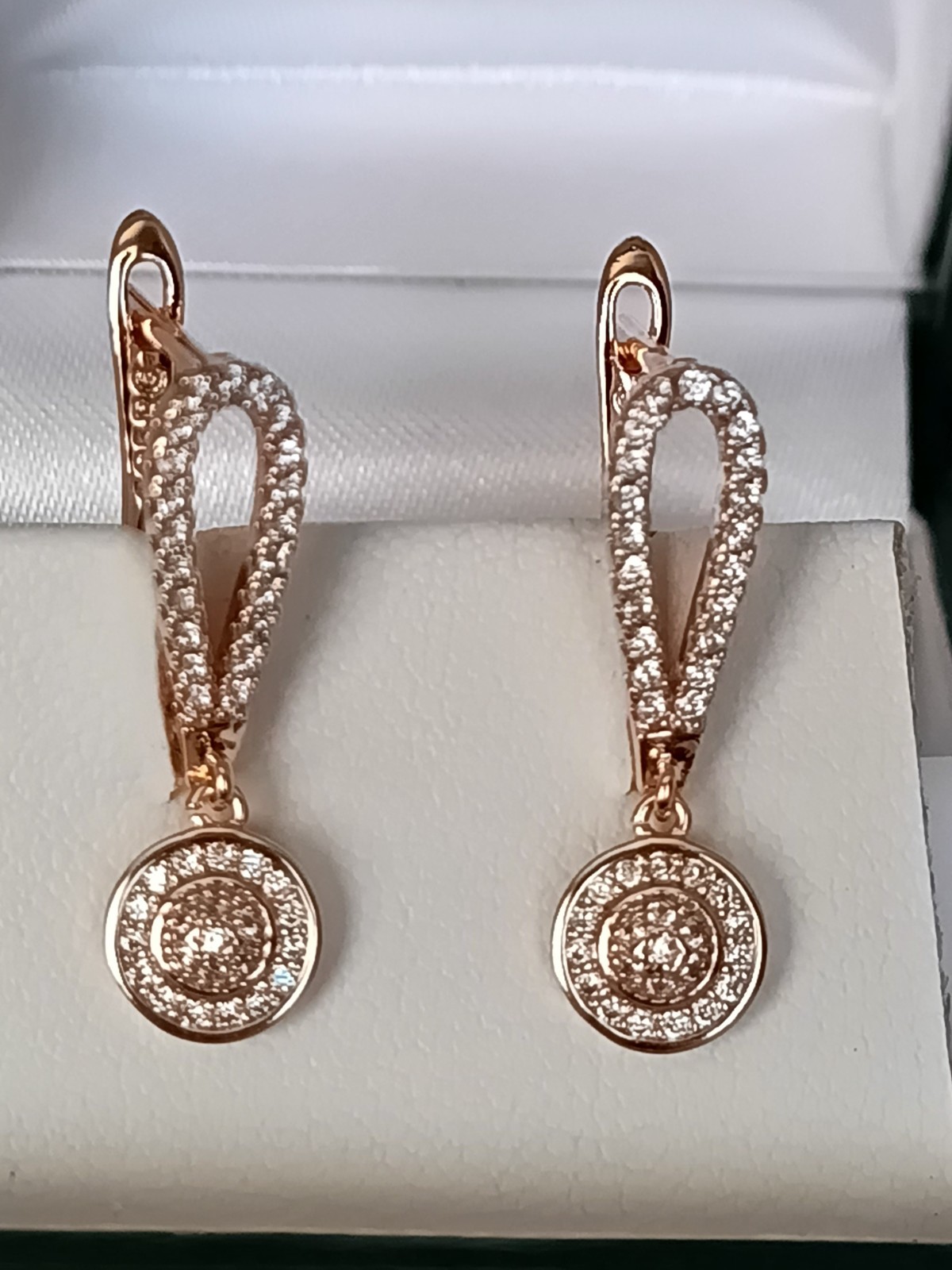 Vintage 1990-s 14 Ct Rolled Gold Zircons Earrings-Hallmarked 585 RG