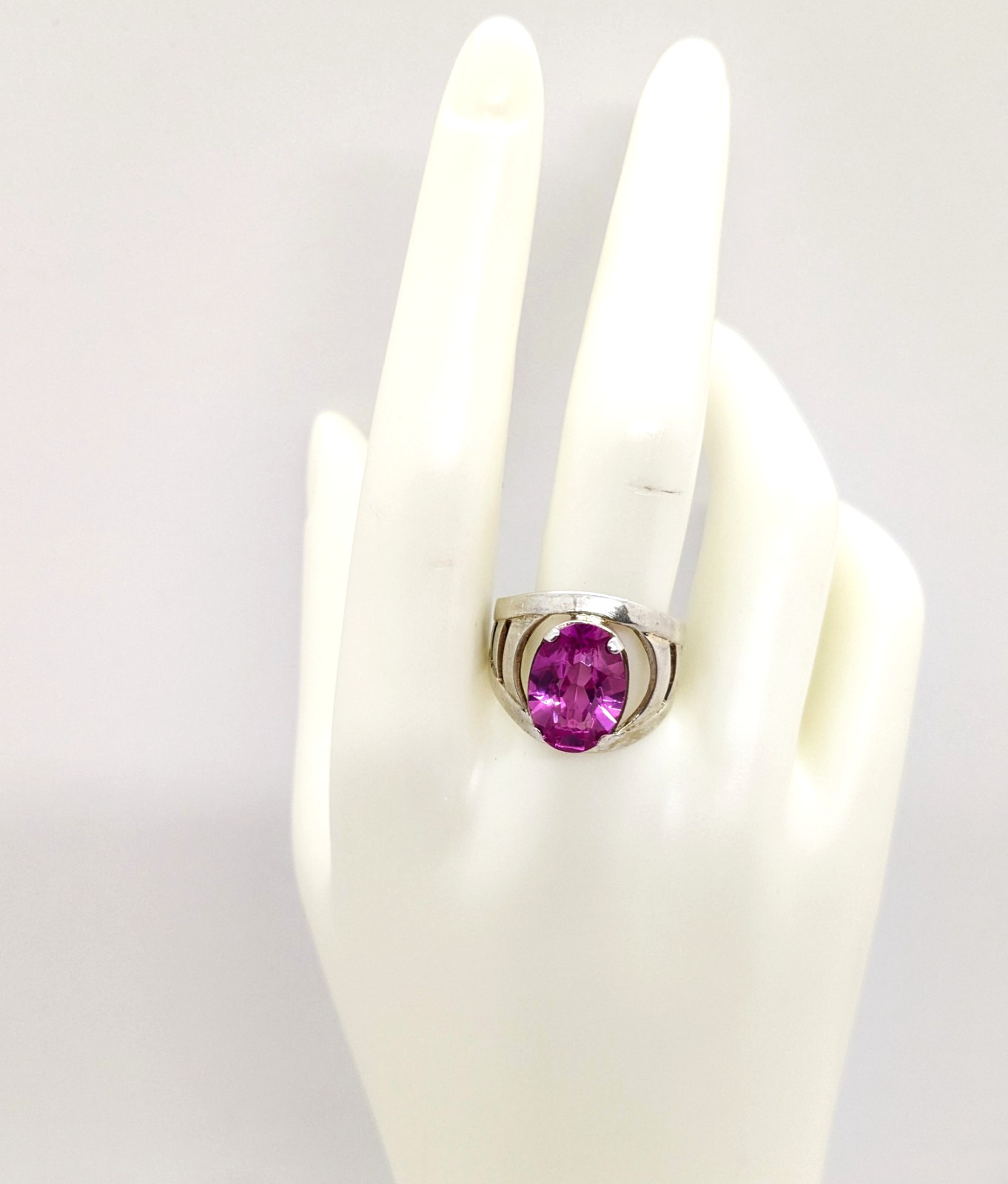 Vintage Luxury Soviet RING Silver⭐️875 with Big Bright Ruby -10.5US (20mm) | #77