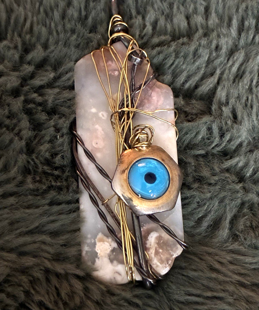 EVIL EYE PENDANT VINTAGE STERLING SILVER ARTISAN MADE OOAK