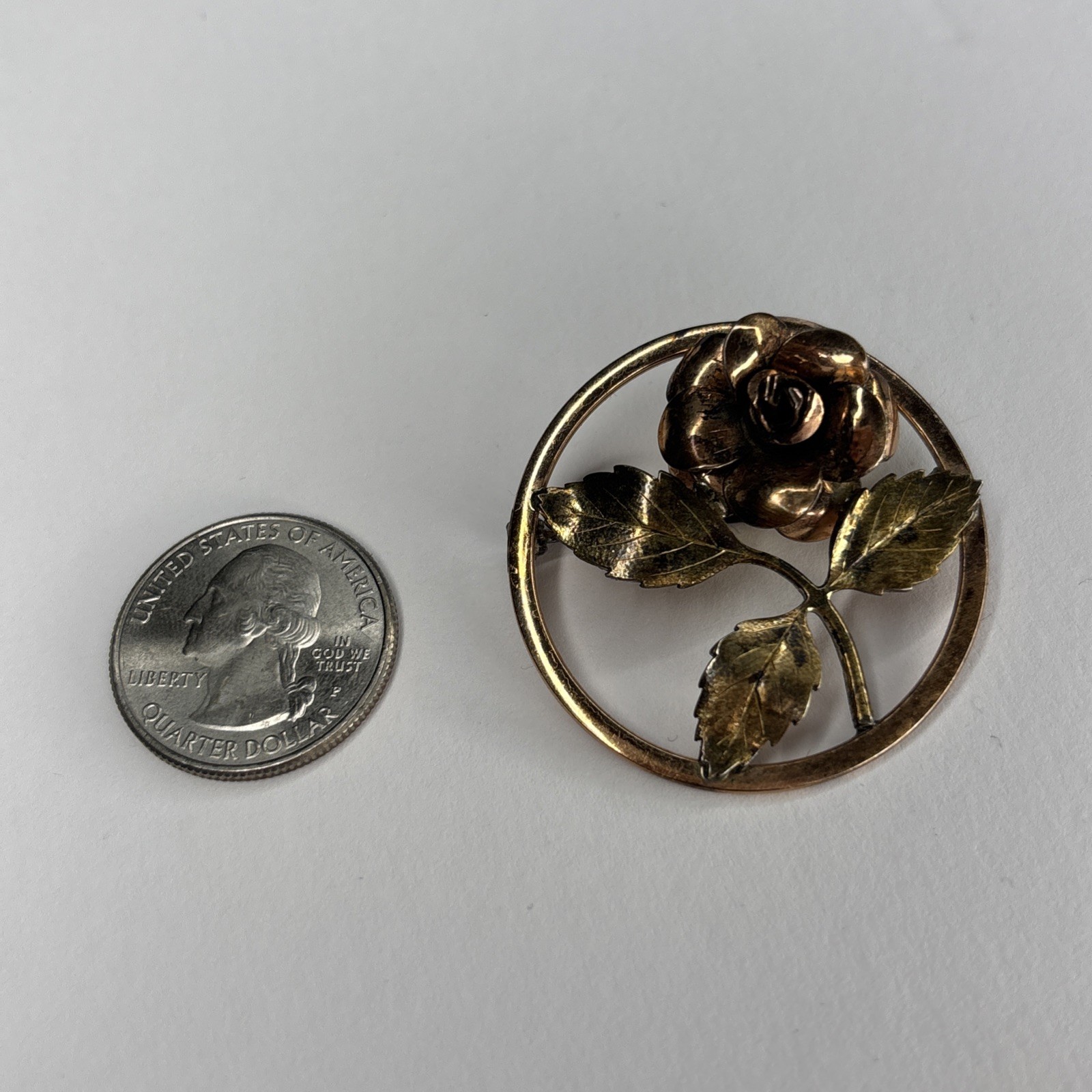 Vintage DIANA Krementz Gold And Rose Tone Brooch Flower Signed