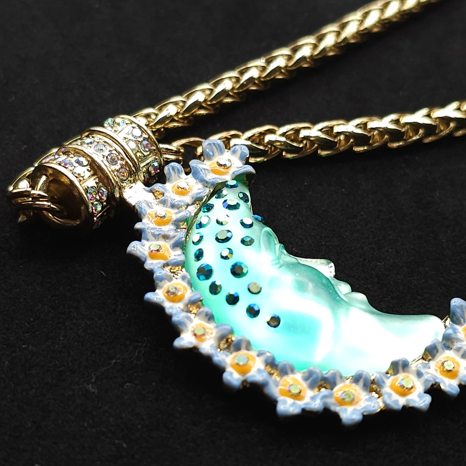Kirks Folly Goddess Moon Magnetic Necklace & Pendant 30″ Celestial Gold Tone