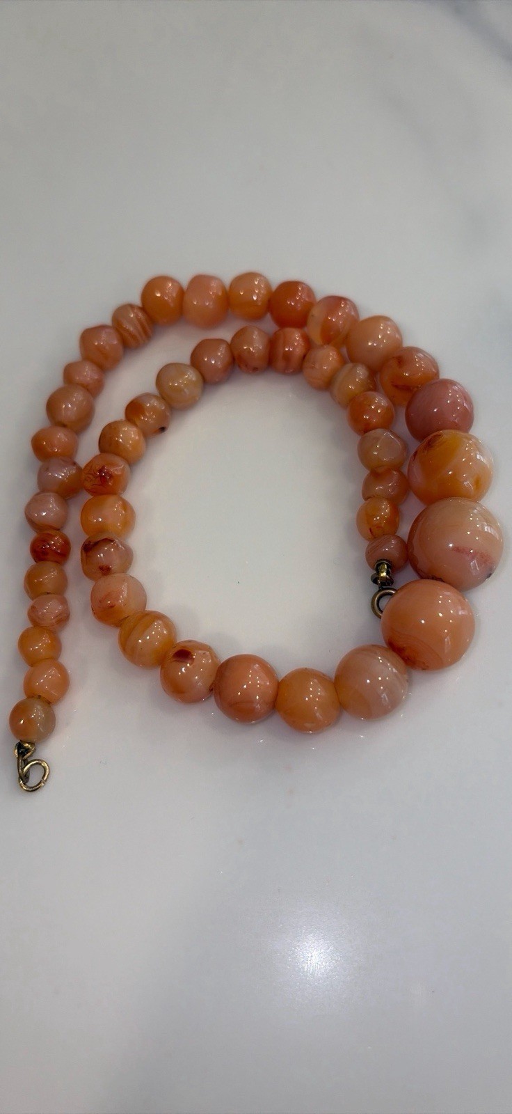 Vintage Peachy Orange Agate Necklace Beautiful Color Variations EUC