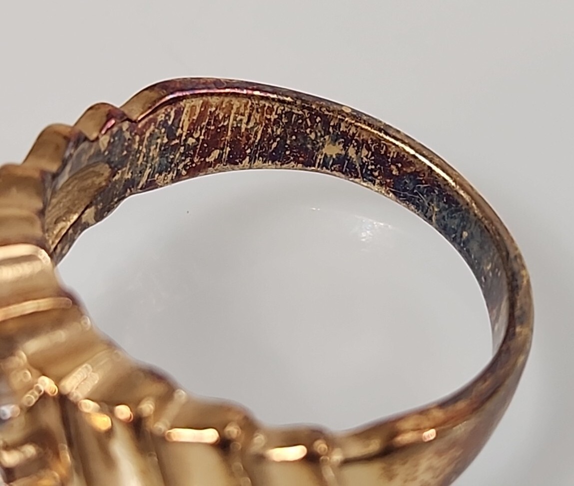 Vintage Arlene Dahl Garnet Ring 14K Gold Electroplate