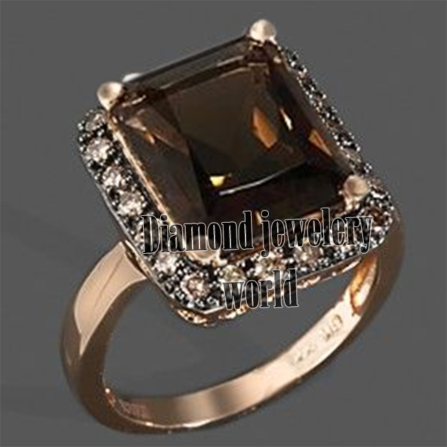 1.08ct Rose Cut Diamond Smoky Topaz Studded Silver Vintage Gorgeous Ring Jewelry