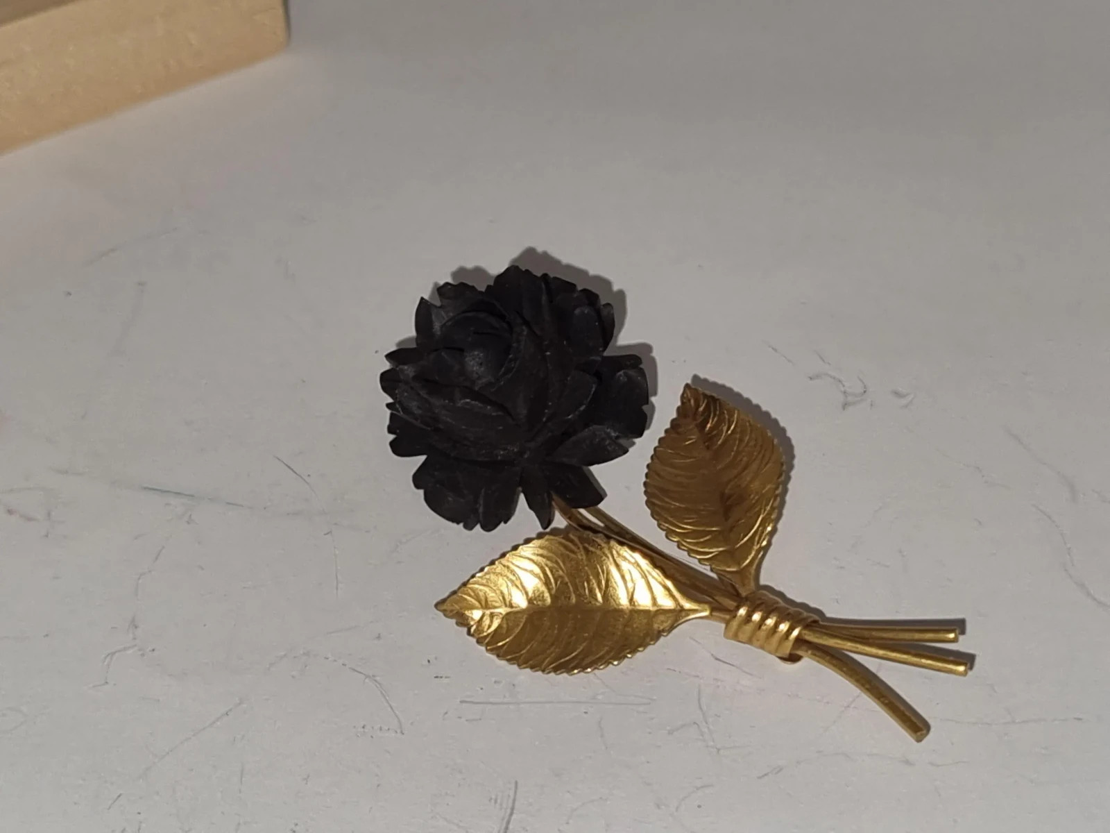 Vintage 12k Gold Filled Black Rose Bracelet Brooch Set c1960s USA made see Video