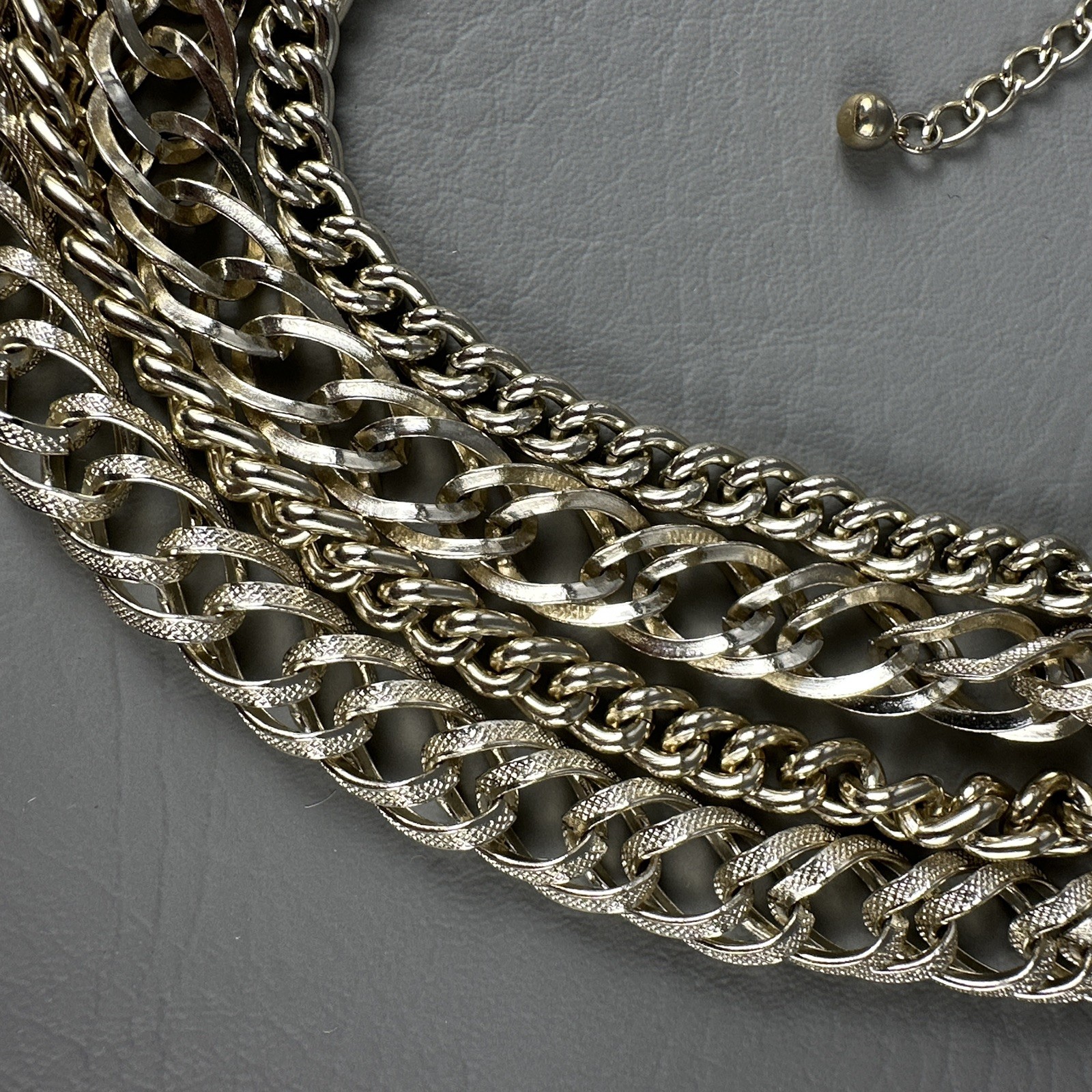 Vintage ART Arthur Pepper Necklace Gold Tone 5 Strand Chain 13-18″