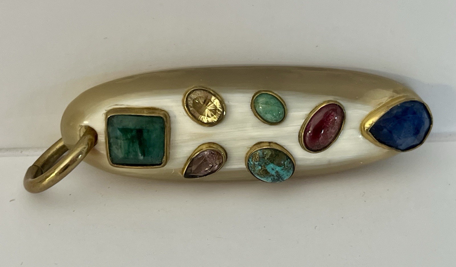 Ashley Pittman Pendant Signed AP Kenya Vintage Gemstones Horn? Bone? Vtg Jewelry