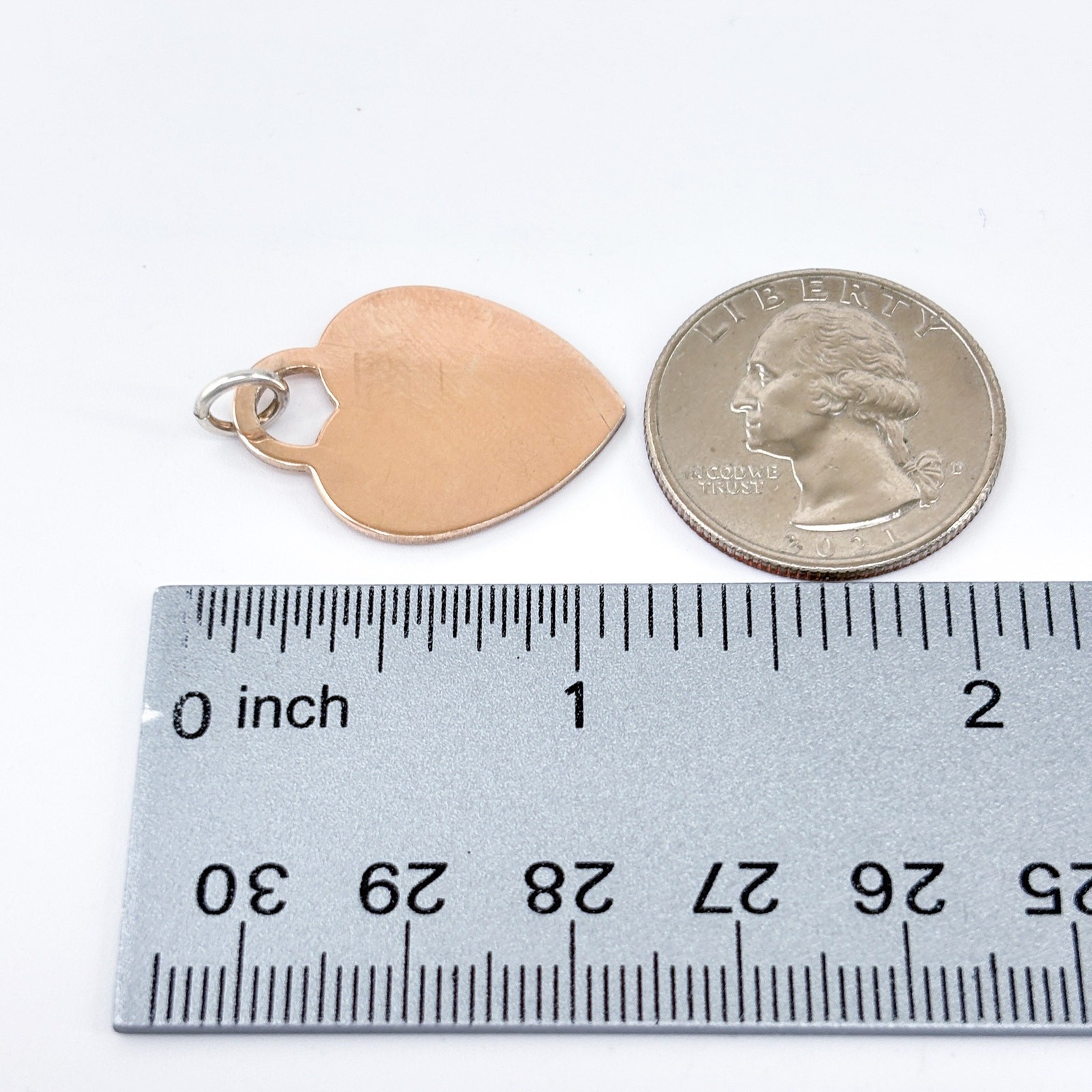 Vintage Sterling Silver 925 Rose Gold Tone Engravable Heart Dog Tag Charm