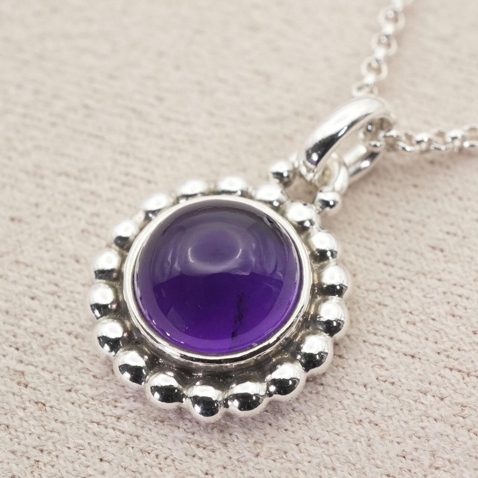 Georg Jensen No.9A Necklace Silver 925 Amethyst Purple Pendant Vintage Denmark