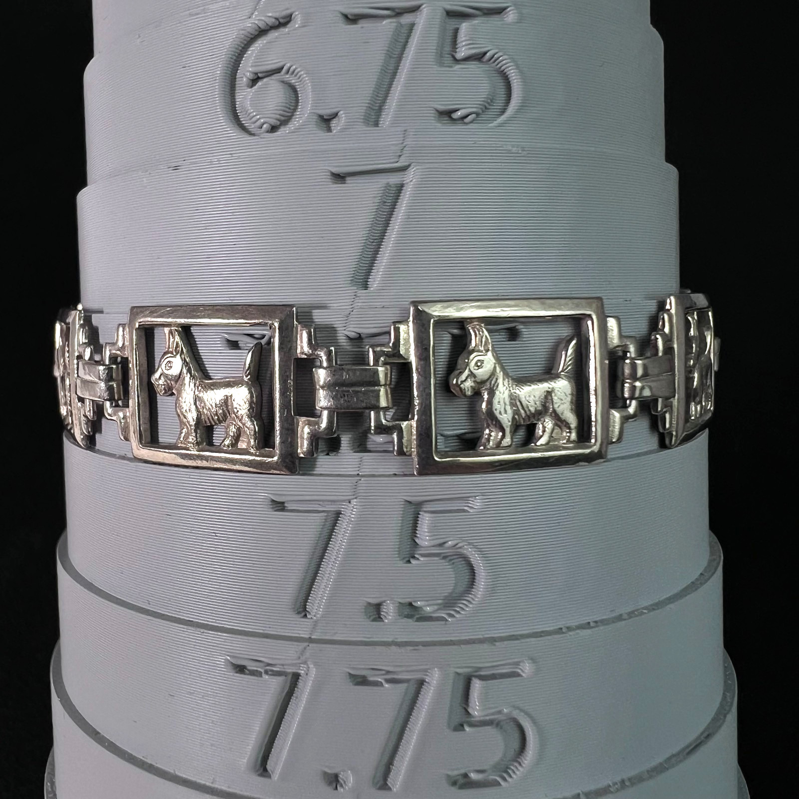 Sterling Silver Scottie Dog PanelBracelet 7.5″ .41g .925