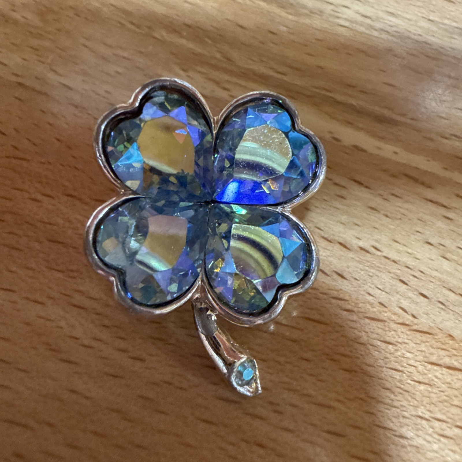 Estate Vintage Signed WEISS Clear Rhinestone Floral Brooch USA Seller