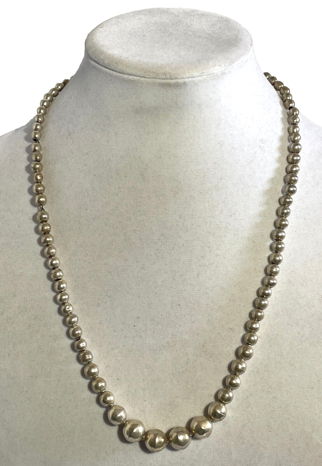 VTG 1960’s SOUTHWESTERN STERLING SILVER BALL BEADS 12 IN. NECKLACE~22gr.