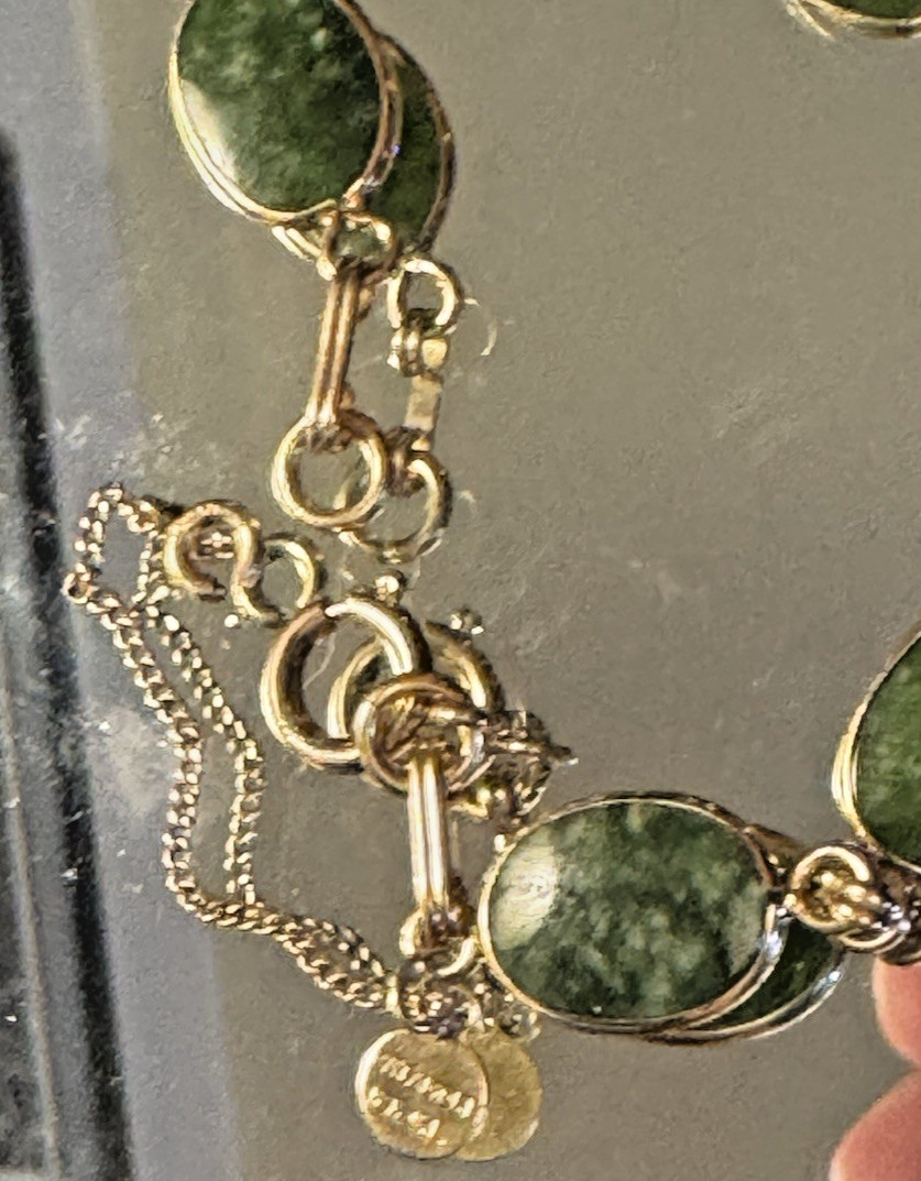 Vintage Catamore Bracelet Nephrite Jade 12kt Gold Filled 7.25″