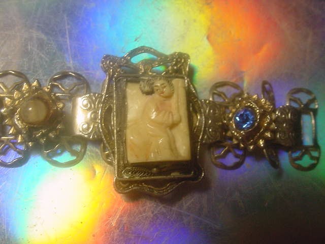 Jinn wishing genie blue Tara good luck talisman lucky charm bracelet Asian c1960