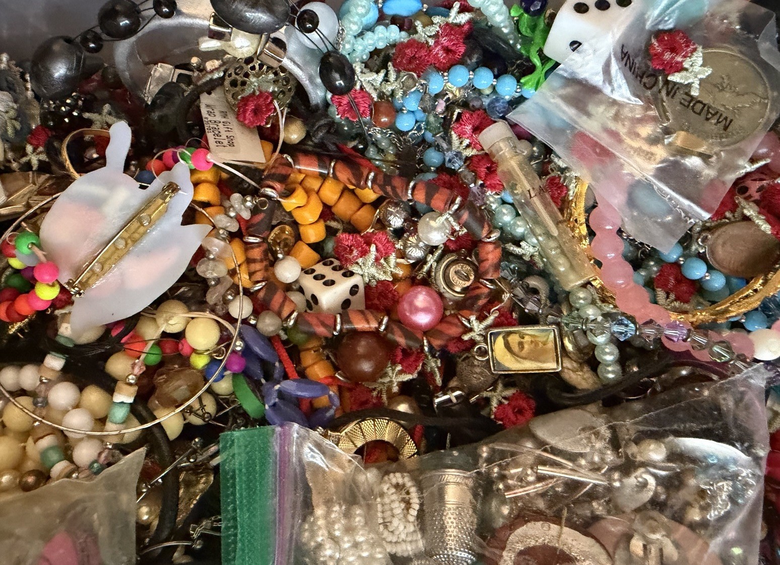 Estate Vintage to Mod Jewelry Lot 2 lb JUNK CRAFT WEAR REPAIR Untested Unsorted