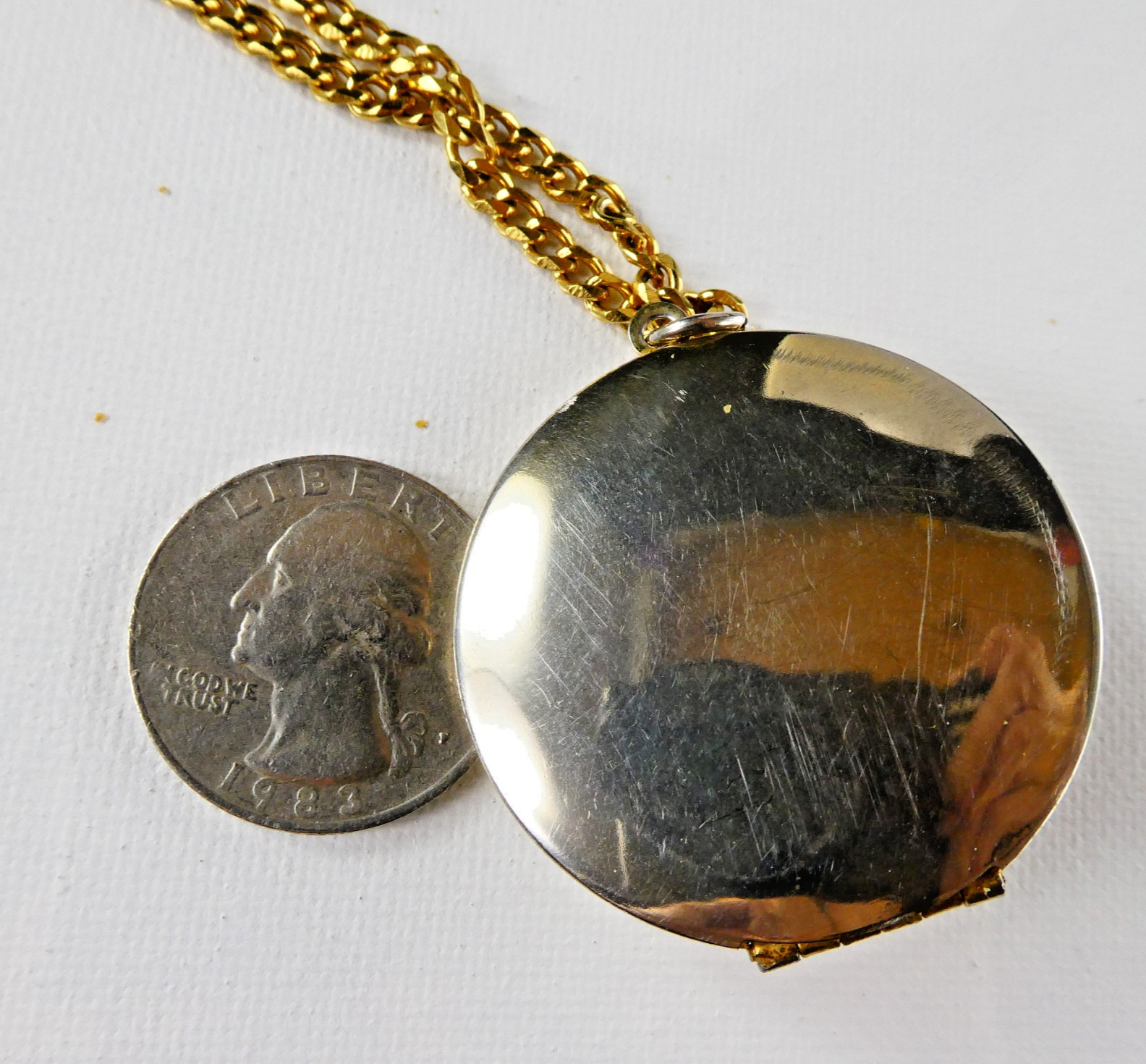 Vintage Gold Tone Picture Locket Black Cabochon Horoscope Zodiac Signs w/ Chain