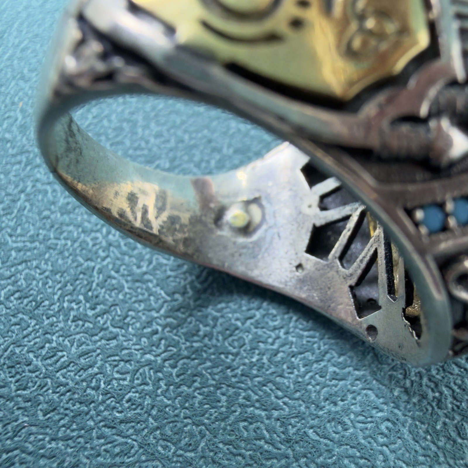 VINTAGE Signed 🩵 STERLING SILVER 925 Turquoise Cabochon MEN’S Turkish RING 12