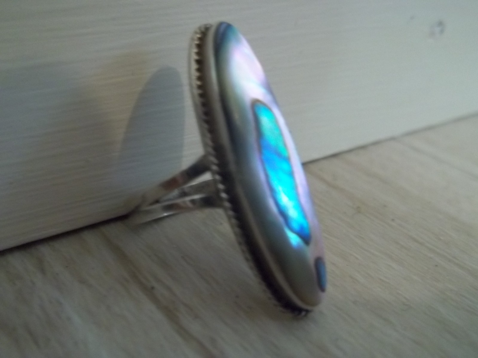 Vintage 925 Silver Abalone Ring ARF Size 6.5 READ