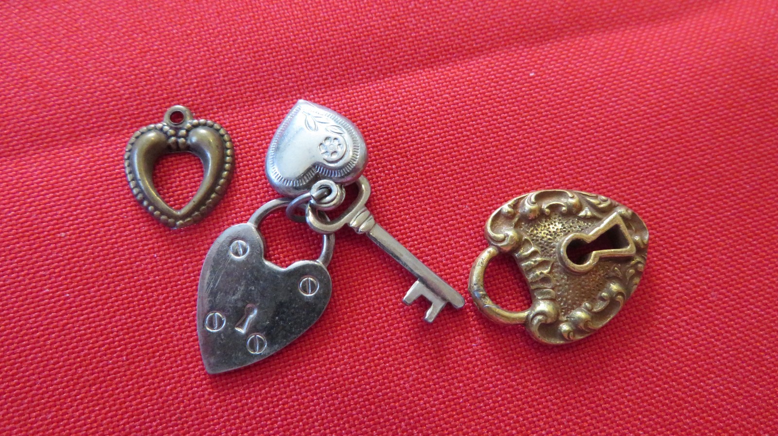 3 Assorted Vintage small heart charms