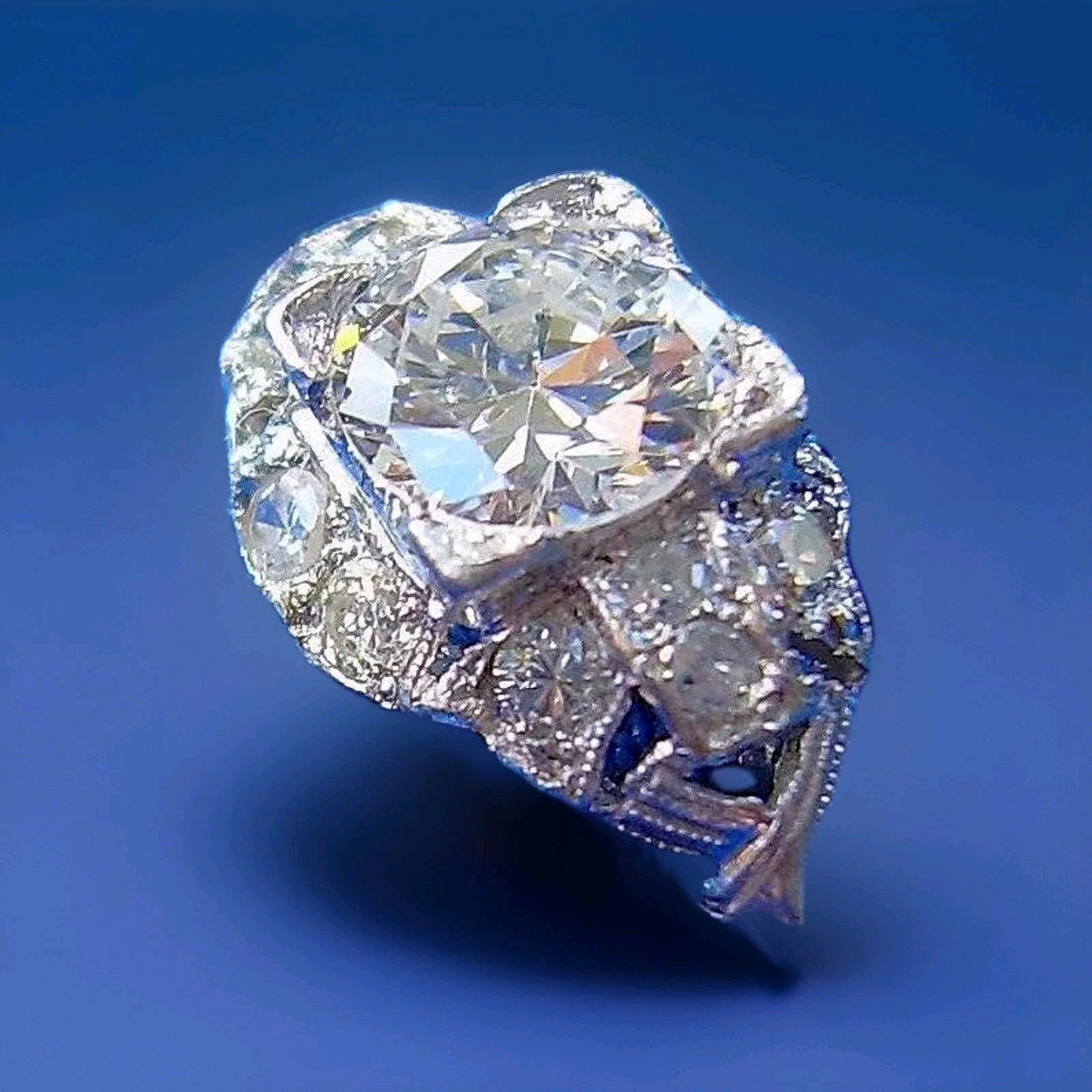 Original EARTH MINED DIAMOND Deco Engagement Ring Vintage PLATINUM Solitaire 6
