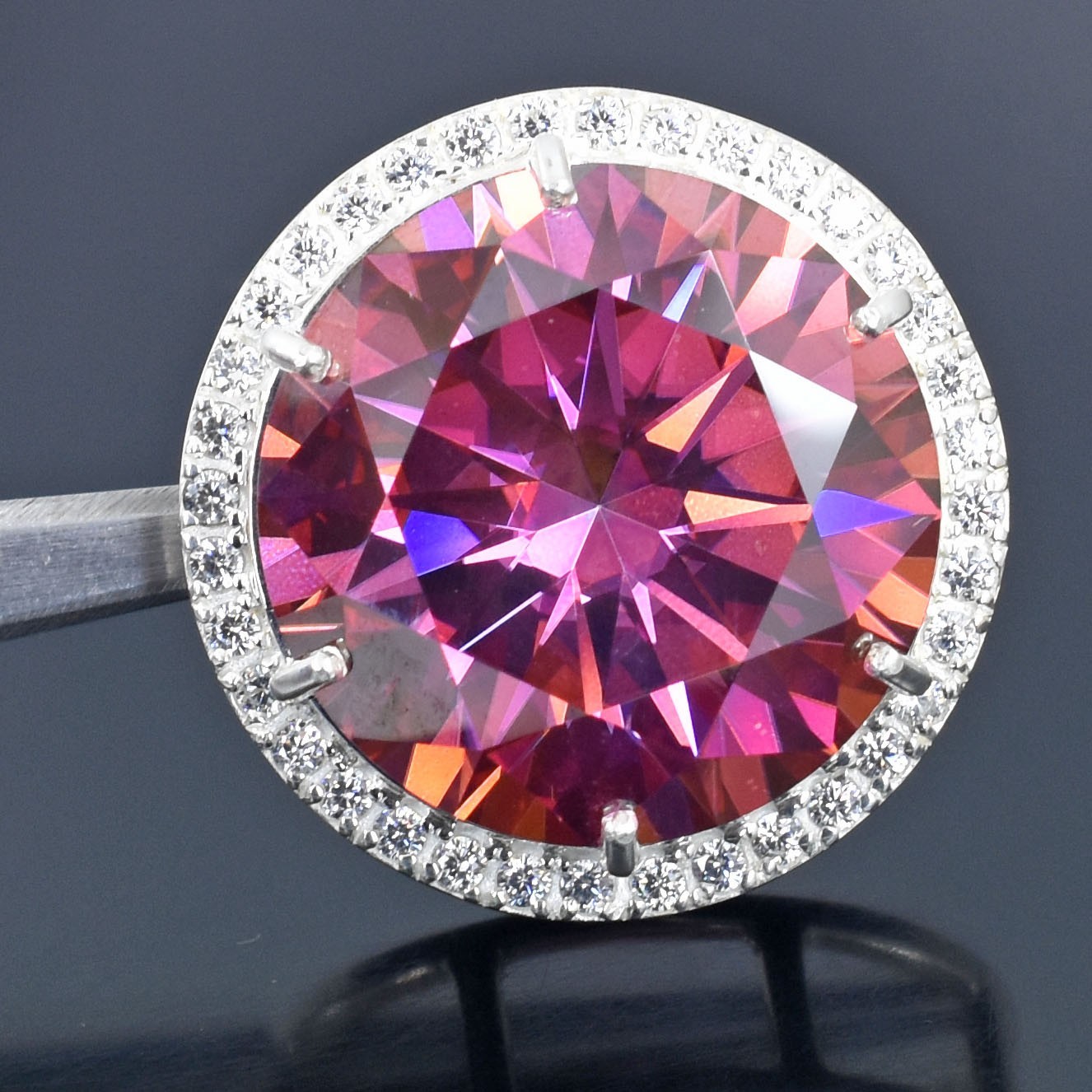 RARE 14 Ct Pink Diamond Solitire Necklace-Amazing Shine-FREE Diamond Studs