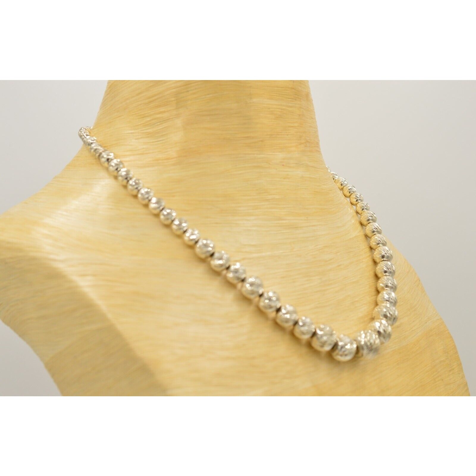 Vintage Statement Collar Necklace Chain Beaded Silver Non-Magnetic Metallic BinM