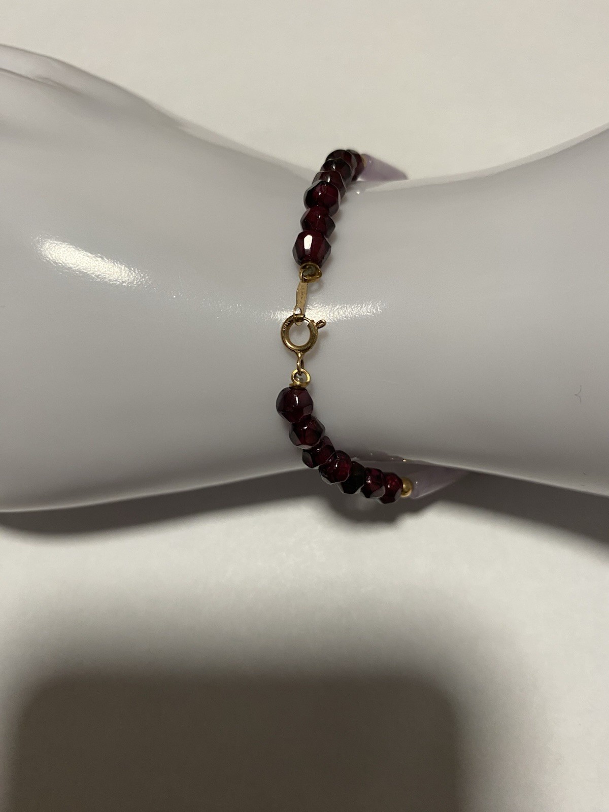 14kt Rose Quartz Garnet Necklace 16” Bracelet 6.5” Set