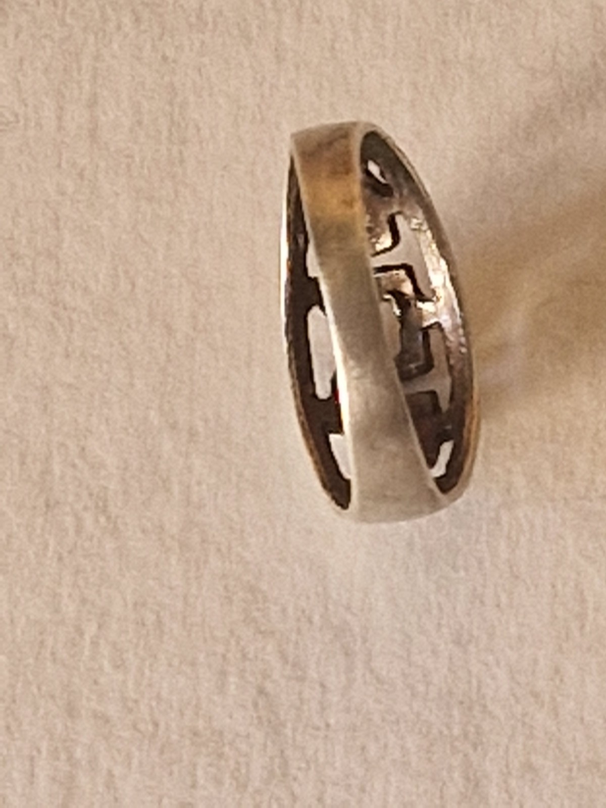 Vintage Sterling Silver 925 Greek Key Maze Cut Out Band Ring Size US 6.5