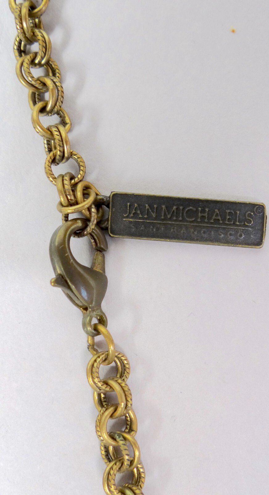 Vtg Jan Michaels San Francisco Pendant Necklace Red Jasper Stone Chinese Donut