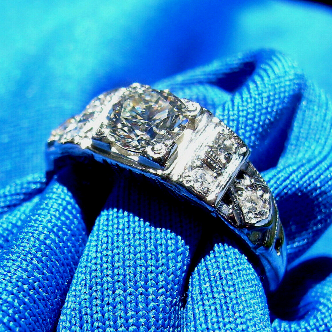 Original EARTH MINED DIAMOND Art Deco Engagement Ring Antique Platinum Solitaire