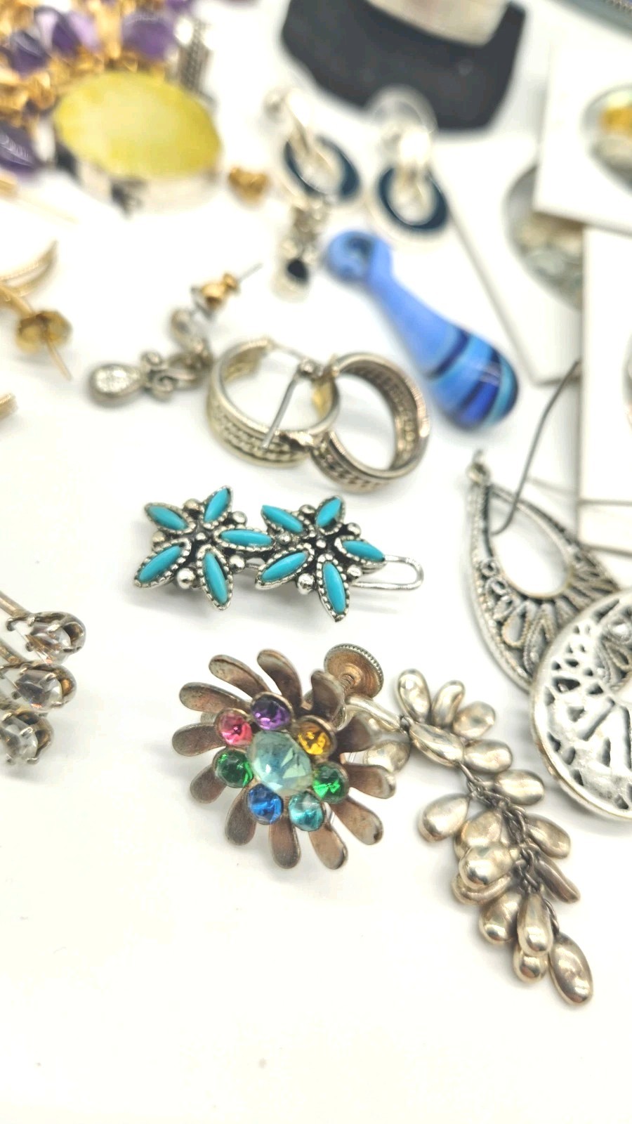 Estate Mixed Jewelry Lot + Mini Coins + Carnival Glass Bowl Unsearched Untested