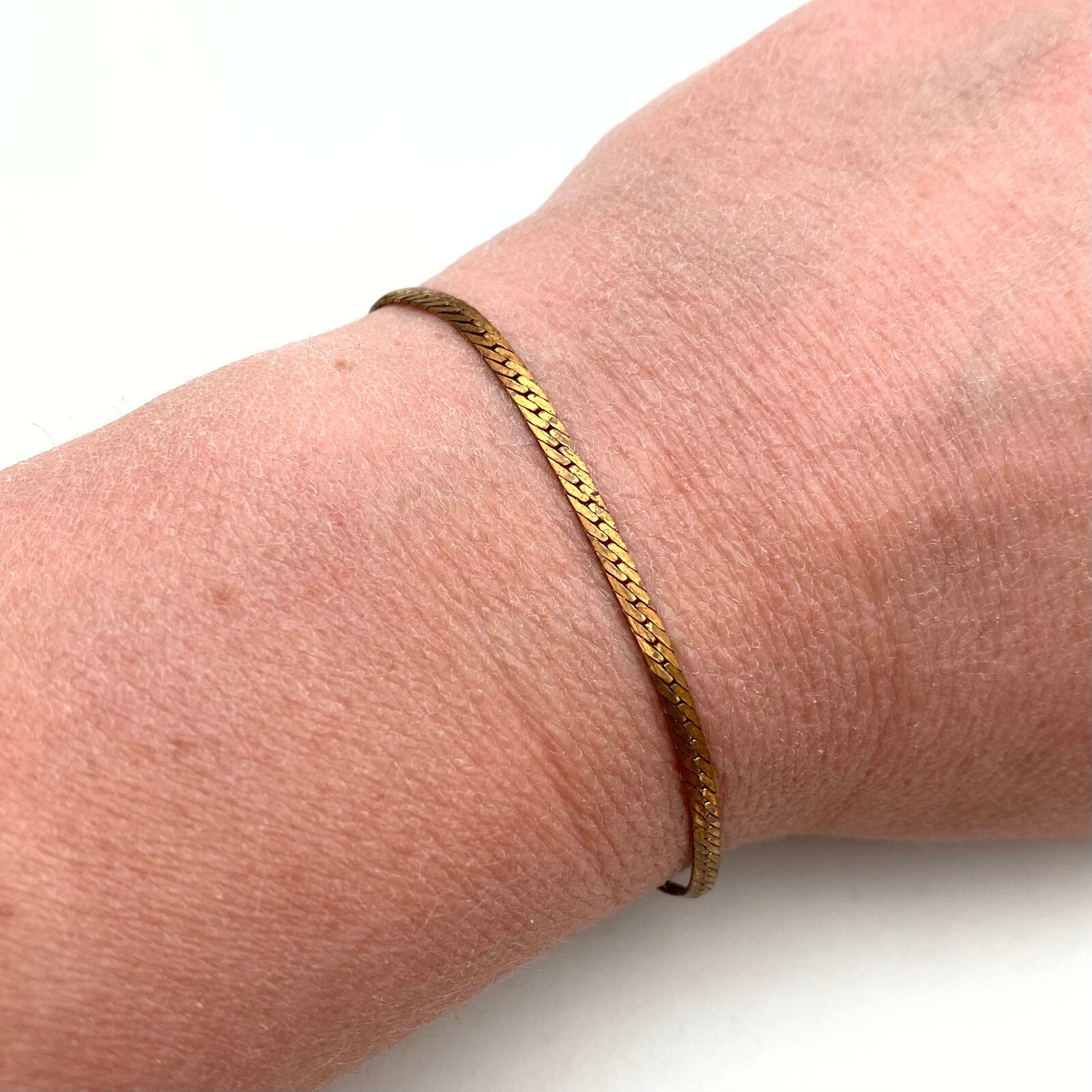 Vintage Brass Plated Snake Chain Bracelet (7 Inches) (FC43)